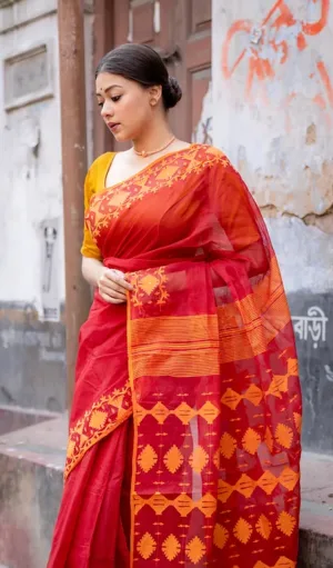 Handloom Dhakai Jamdani Saree