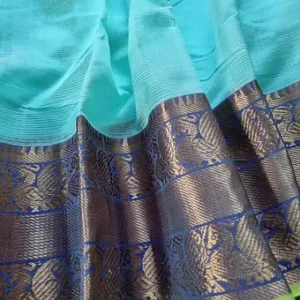 Turquoise Blue Handloom Mangalagiri Saree