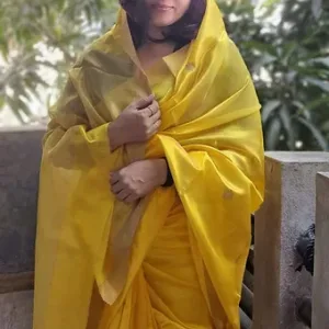 Sunshine Yellow Pure Silk Chanderi Saree Handloom Pure Silk Chanderi Saree Online Yellow Chanderi Saree with Golden Border Festive Wear Pure Silk Saree for Women Handwoven Yellow Chanderi Saree