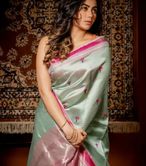 Pastel Green Pure Silk Chanderi Saree