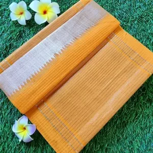 Yellow Handloom Pure Cotton Mangalagiri Saree