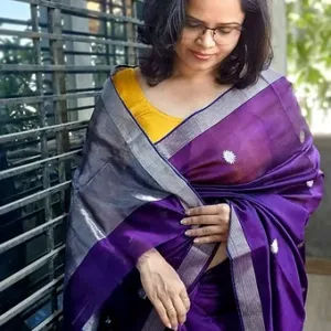 Deep Violet Handloom Pure Silk Chanderi Saree