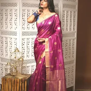 Magenta Pure Silk Chanderi Saree