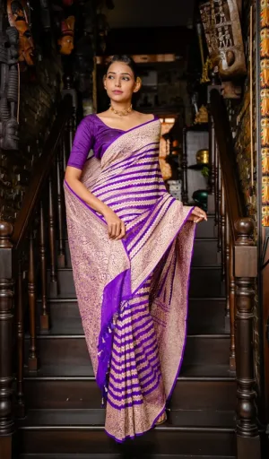 Purple Khaddi Georgette Banarasi Saree