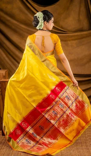 Turmeric Yellow Pure Silk Paithani
