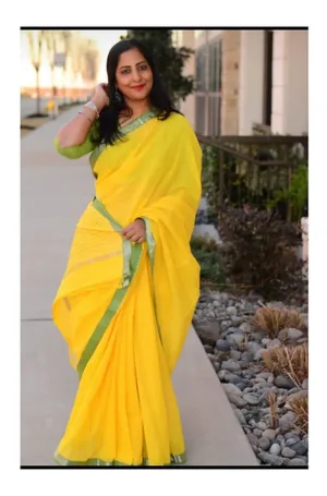 Yellow Handloom Mangalagiri Cotton Saree